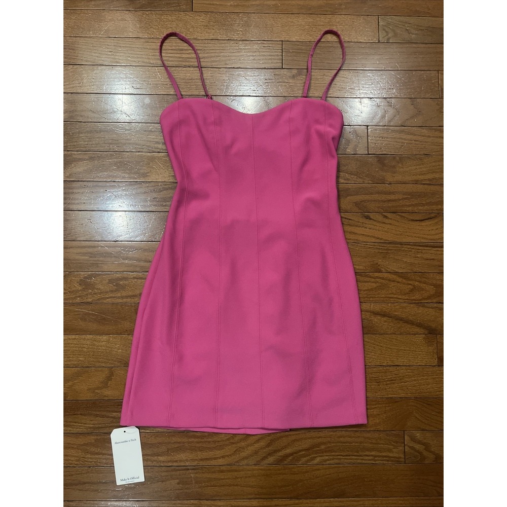 Abercrombie & Fitch Pink Corset Mini Dress Adjustable Straps NWT Small
